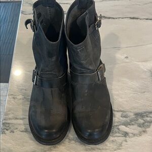 Frye Gray Suede Logo Patch Boot